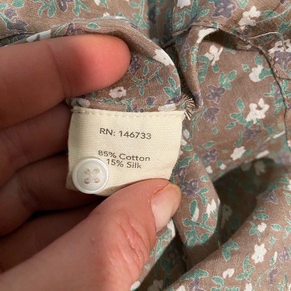 Mirth Silk/Cotton Blend Ruffled Puffed Sleeve Floral Blouse Size Large - Picture 6 of 6